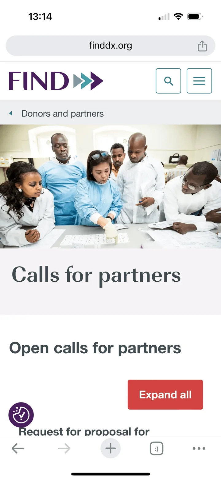 FIND mobile site: calls for partners